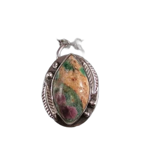 jewelry, silver, necklace, oval, pendant, featuring, colorful, gemstone transparent PNG cut-out