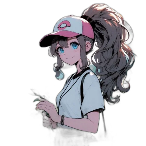 hat, staff, hair, creature, anime, vaporwave, cartoon, concept art transparent PNG cut-out