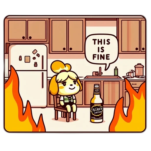 jacket, pixel art, concept art, fire, kitchen, humorously, chaotic, scene transparent PNG cut-out