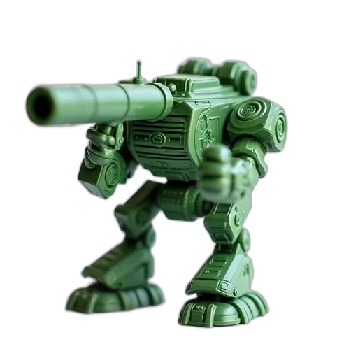 robot, weapon, creature, staff, 3d render, concept art, green, plastic transparent PNG cut-out
