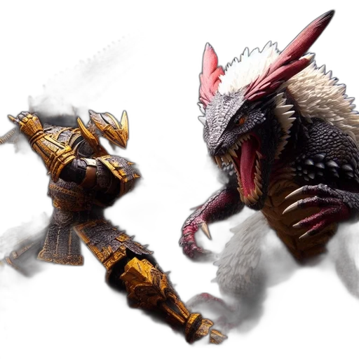 dragon, creature, animal, concept art, fantasy art, 3d render, two, contrasting transparent PNG cut-out