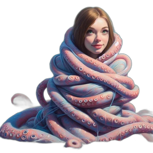 creature, dress, animal, hair, concept art, fantasy art, photorealistic, watercolor transparent PNG cut-out