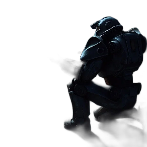 robot, mask, jacket, weapon, 3d render, concept art, cyberpunk, comic book art transparent PNG cut-out