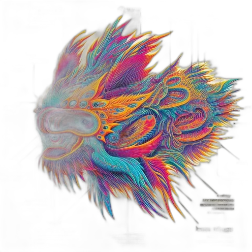 dragon, mask, hair, creature, 3d render, concept art, photorealistic, fantasy art transparent PNG cut-out