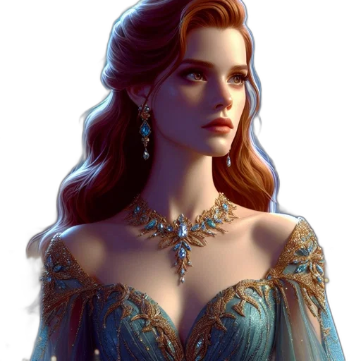 jewelry, dress, crown, face, fantasy art, concept art, photorealistic, pixel art transparent PNG cut-out