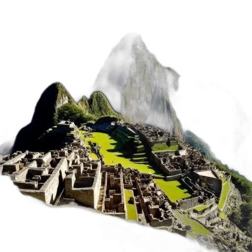 3d render, concept art, photorealistic, fantasy art, panoramic, view, machu, picchu transparent PNG cut-out