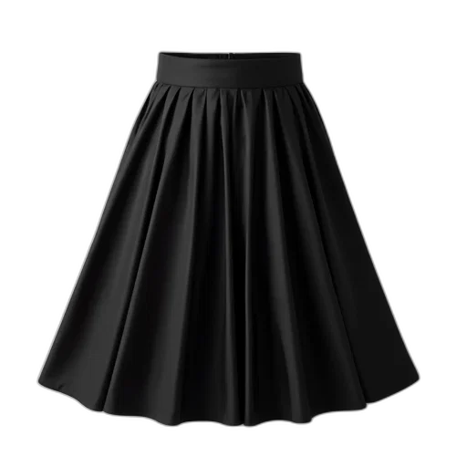 dress, dark, monochrome, black, pleated, skirt, waistband, displayed transparent PNG cut-out