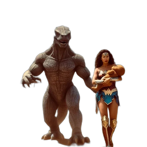 creature, animal, concept art, fantasy art, comic book art, 3d render, woman, wonder transparent PNG cut-out