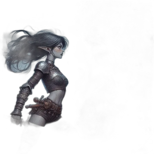 robot, weapon, sword, concept art, fantasy art, comic book art, pixel art, fog transparent PNG cut-out