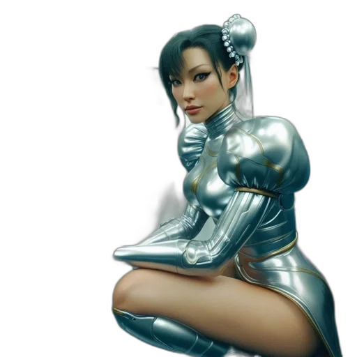 robot, weapon, concept art, 3d render, fantasy art, comic book art, woman, shimmering transparent PNG cut-out