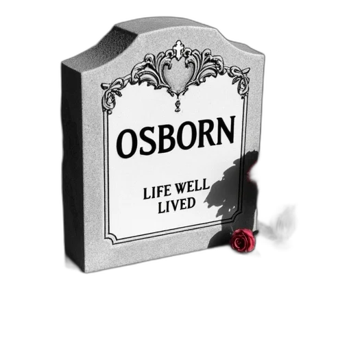 bottle, grayscale, image, headstone, name, osborn, prominently, displayed transparent PNG cut-out