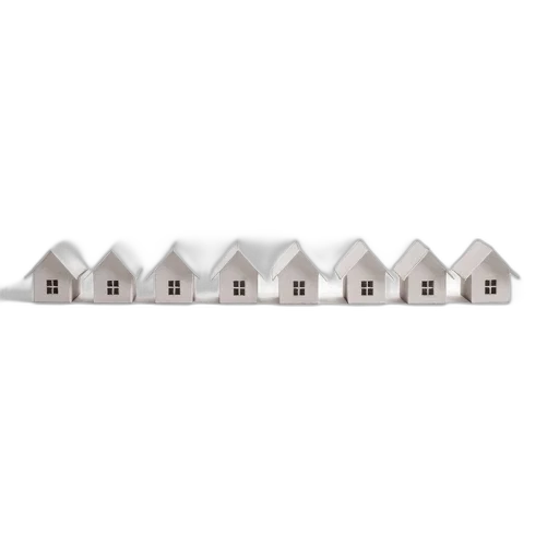 building, row, nine, identical, houses, displayed, against, white transparent PNG cut-out