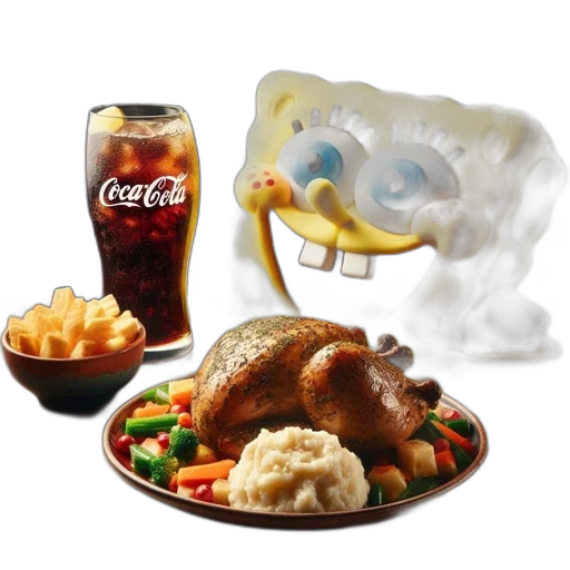 food, 3d render, animated, yellow, sponge, figure, resembling, spongebob transparent PNG cut-out