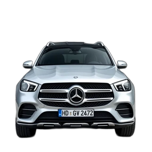 car, 3d render, photorealistic, silver, mercedes-benz, suv, parked, front transparent PNG cut-out