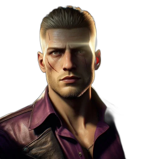jacket, face, mask, cyberpunk, concept art, photorealistic, 3d render, rugged transparent PNG cut-out