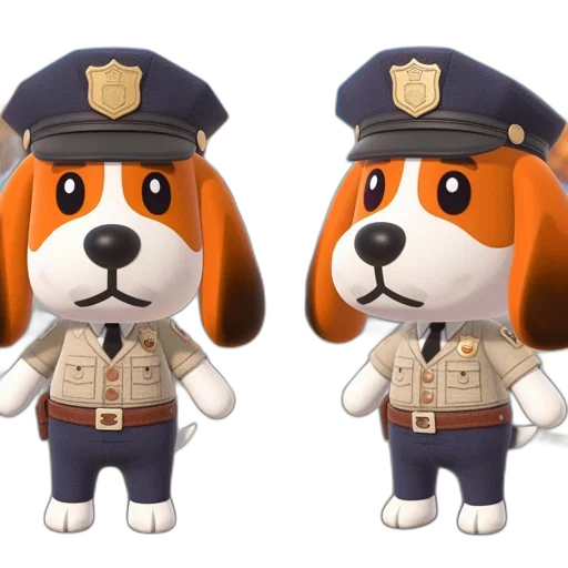 staff, concept art, 3d render, cartoon, anthropomorphic, police, dog, beige transparent PNG cut-out