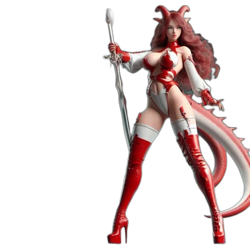dragon, concept art, fantasy art, 3d render, comic book art, red, woman, hair transparent PNG cut-out