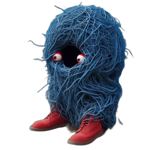 hair, mask, creature, dress, 3d render, concept art, monochromatic, blue transparent PNG cut-out