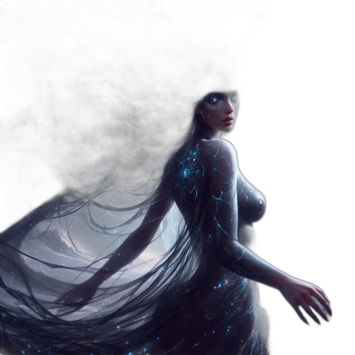 dress, concept art, fantasy art, photorealistic, comic book art, outer space, fog, underwater transparent PNG cut-out