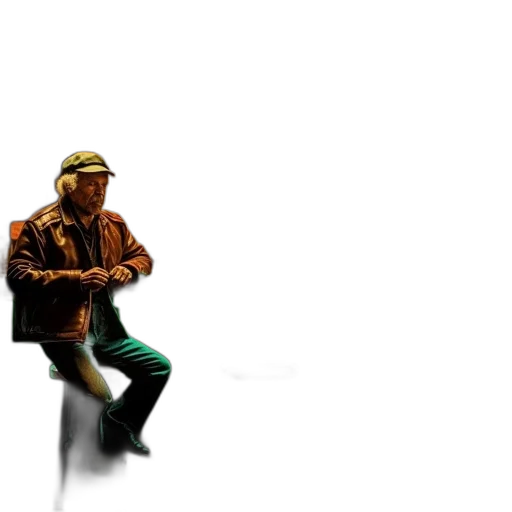 jacket, staff, hat, robot, 3d render, pixel art, concept art, photorealistic transparent PNG cut-out