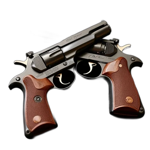 weapon, 3d render, photorealistic, two, flints, pistols transparent PNG cut-out