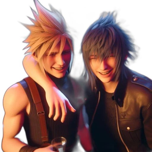 3d render, concept art, photorealistic, fantasy art, two, animated, characters, laugh transparent PNG cut-out