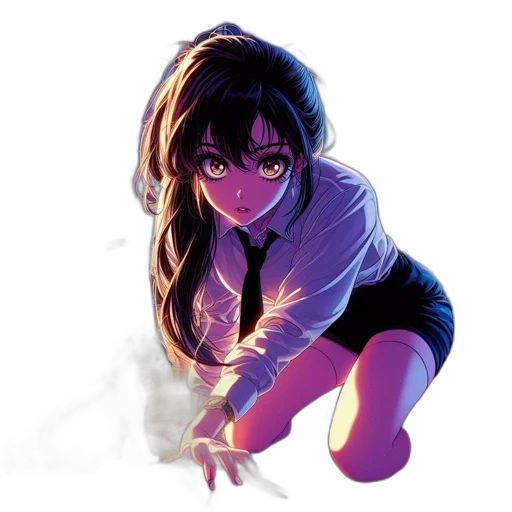 staff, weapon, anime, concept art, comic book art, cartoon, neon lights, fire transparent PNG cut-out