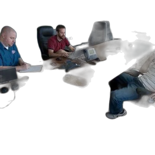 staff, furniture, 3d render, concept art, three, individuals, sit, conference transparent PNG cut-out