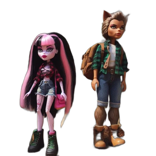 3d render, concept art, cartoon, cyberpunk, two, animated, characters, stand transparent PNG cut-out