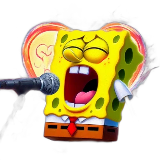 face, animal, creature, photorealistic, neon lights, spongebob, squarepants, animatedly transparent PNG cut-out