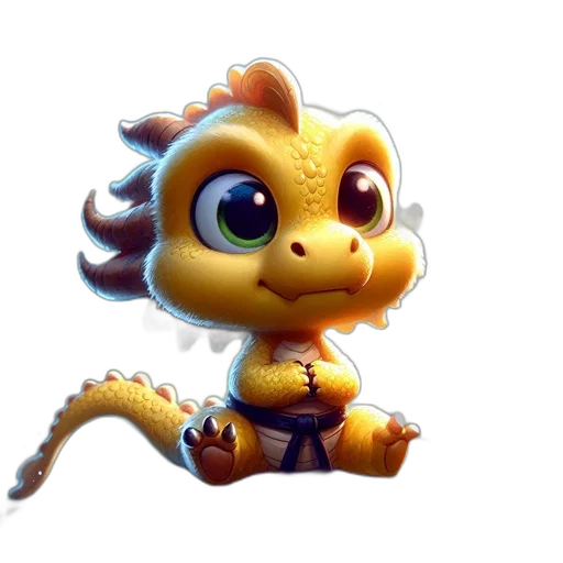 dragon, staff, creature, animal, 3d render, concept art, fantasy art, photorealistic transparent PNG cut-out