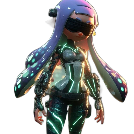 mask, robot, weapon, jacket, cyberpunk, concept art, 3d render, vaporwave transparent PNG cut-out