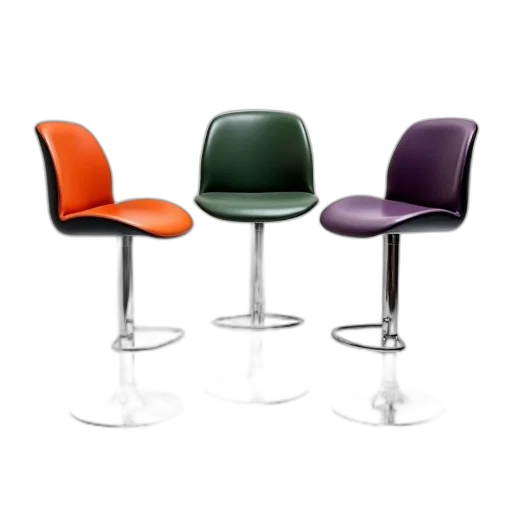 furniture, 3d render, set, three, modern, bar, stools, black transparent PNG cut-out