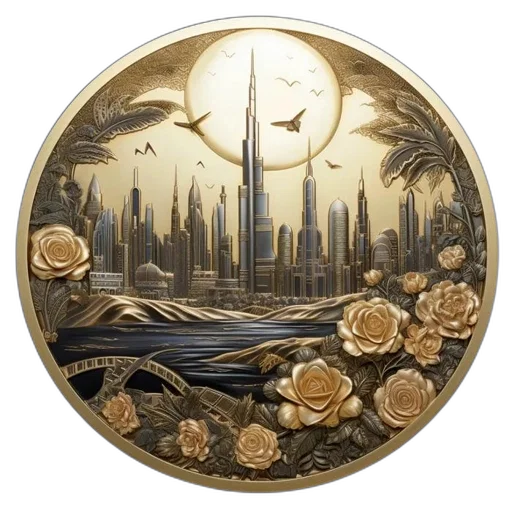 jewelry, concept art, fantasy art, outer space, gold, silver, circular, artwork transparent PNG cut-out