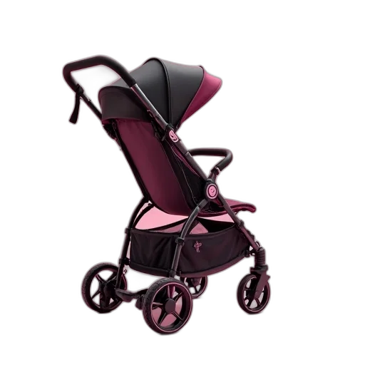 pink, stroller, black, accents, parked, carpet, has, canopy transparent PNG cut-out