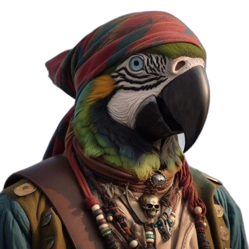 animal, mask, face, jacket, concept art, photorealistic, 3d render, fantasy art transparent PNG cut-out
