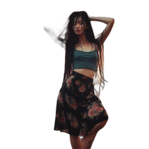 dress, umbrella, photorealistic, 3d render, concept art, anime, dark, lit transparent PNG cut-out