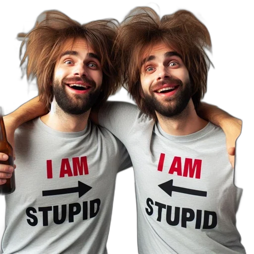 hat, hair, two, individuals, identical, features, each, long transparent PNG cut-out