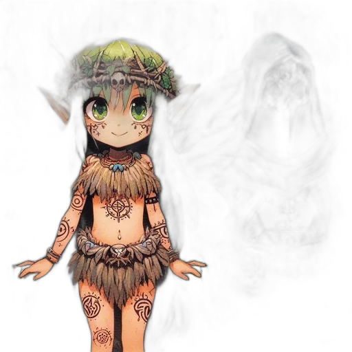 creature, mask, dress, fantasy art, concept art, pixel art, 3d render, earth tones transparent PNG cut-out