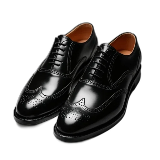 shoes, photorealistic, 3d render, mens, black, men, dress, wingtip transparent PNG cut-out