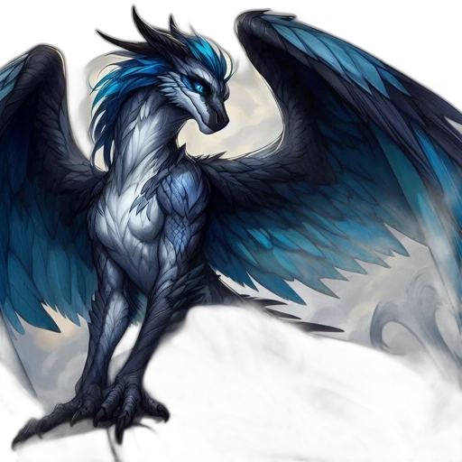 dragon, creature, animal, fantasy art, concept art, watercolor, pixel art, blue transparent PNG cut-out