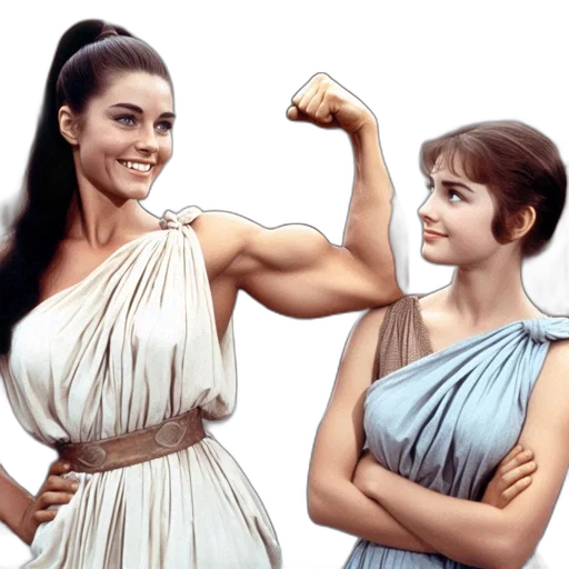 dress, weapon, photorealistic, concept art, comic book art, two, women, engage transparent PNG cut-out
