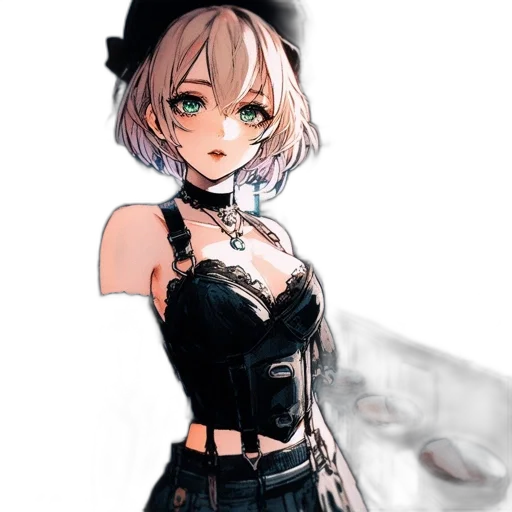 dress, staff, mask, jacket, anime, concept art, pixel art, fantasy art transparent PNG cut-out