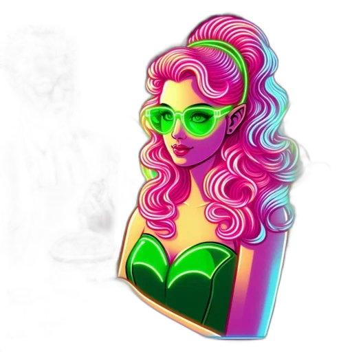 vaporwave, pixel art, fantasy art, cartoon, neon lights, neon, colorful, pastel transparent PNG cut-out
