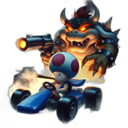 weapon, robot, car, concept art, pixel art, fantasy art, 3d render, fire transparent PNG cut-out