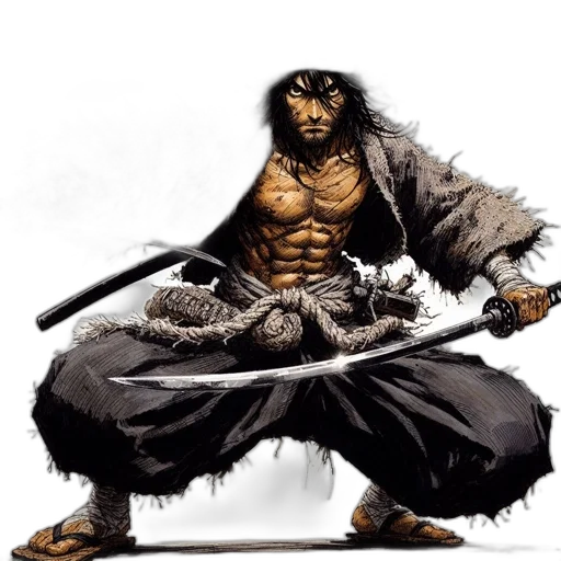 concept art, fantasy art, comic book art, photorealistic, muscular, warrior, traditional, east transparent PNG cut-out