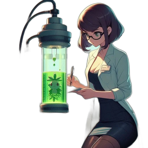 bottle, dress, staff, creature, concept art, fantasy art, pixel art, watercolor transparent PNG cut-out