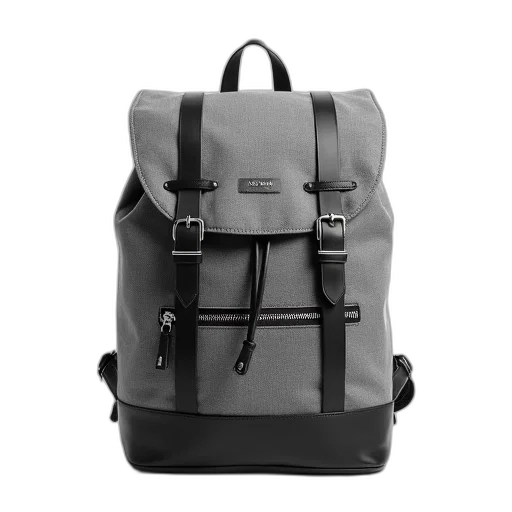 modern, sleek, backpack, grey, fabric, exterior, black, leather transparent PNG cut-out