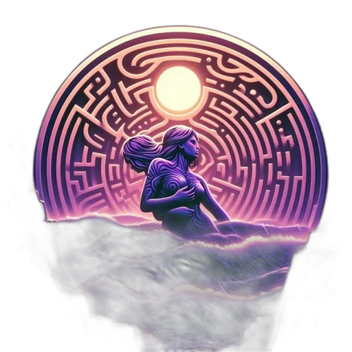 concept art, vaporwave, fantasy art, pixel art, outer space, mystical, figure, vibrant transparent PNG cut-out