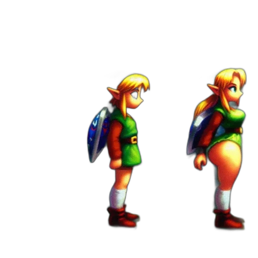 concept art, 3d render, pixel art, fantasy art, green, three, variants, zelda transparent PNG cut-out